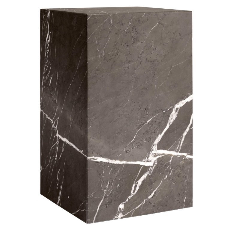 Audo Copenhagen Plinth Tall bijzettafel 30x30 Kendzo marmer grijs
