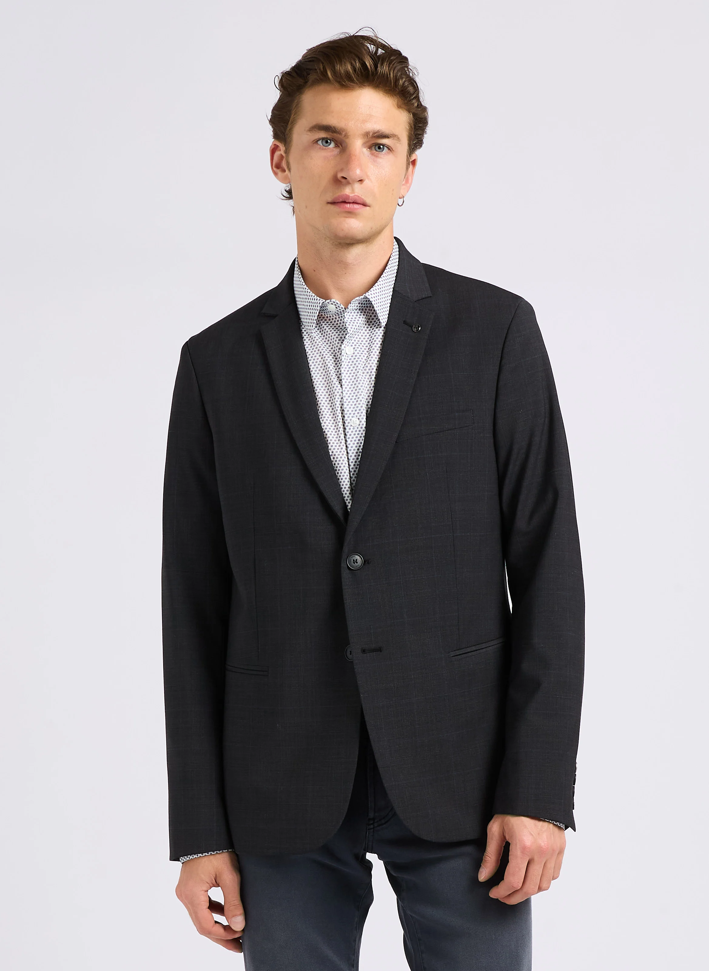Veste de costume col tailleur imprimé | Gris