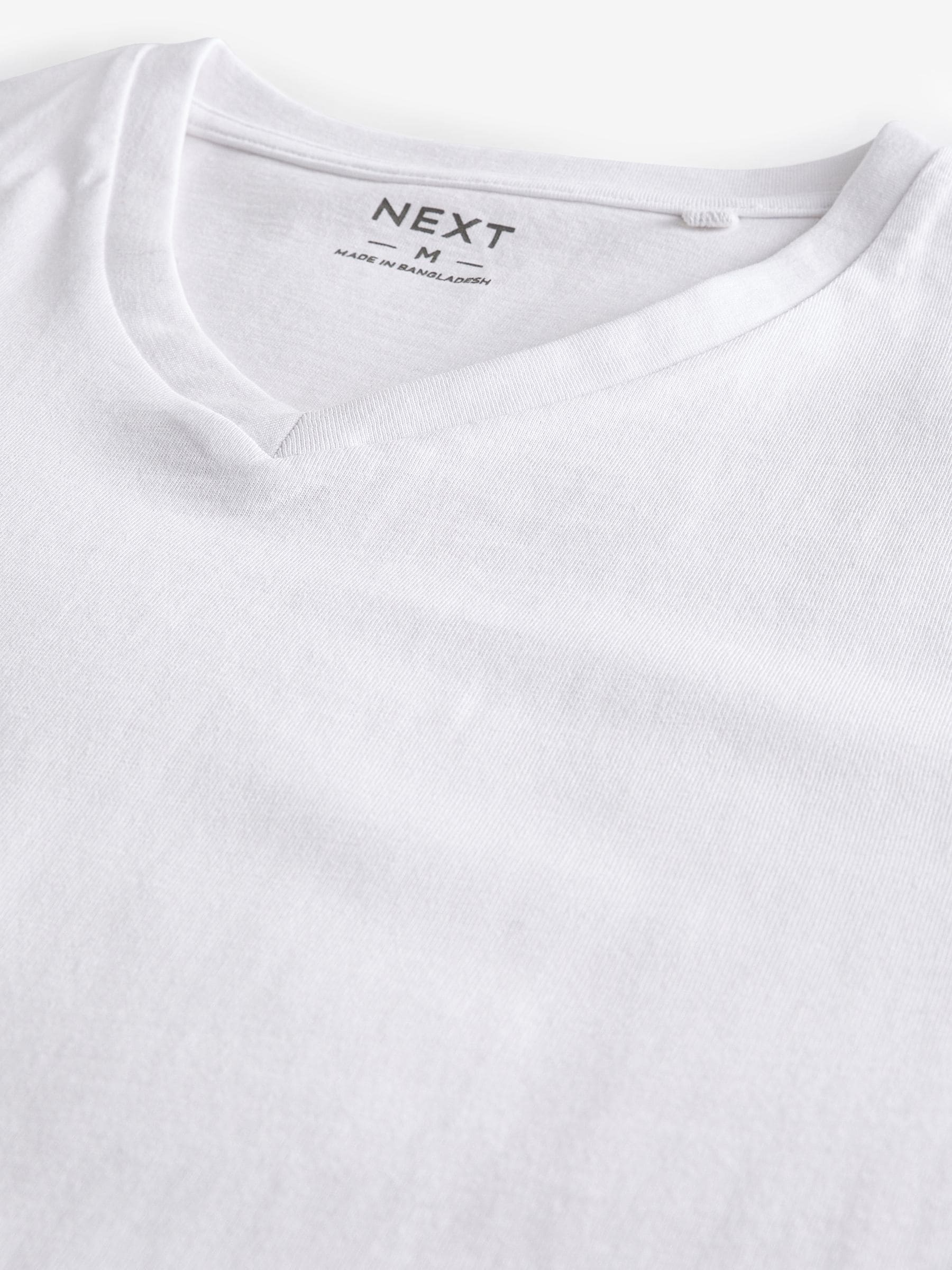 Wit - Verpakking van 10 slim-fit 100% katoenen T-shirts met V-hals en laagjes