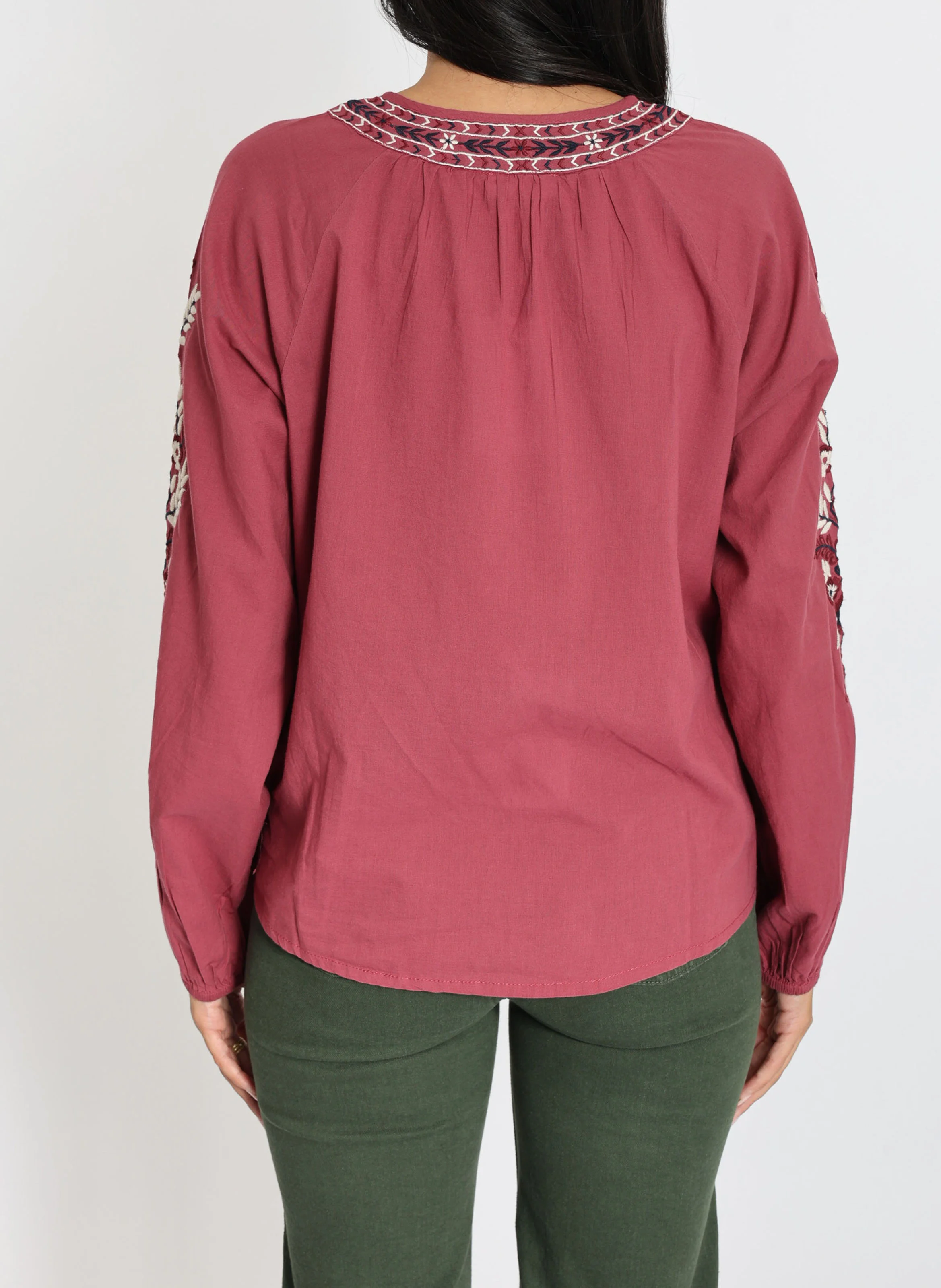 HANNAH - Blouse brodée en coton | Rose