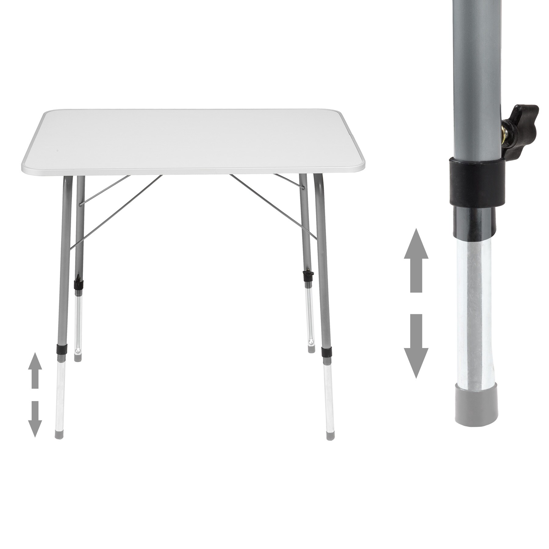 tectake® Campingtisch, klappbar, stufenlos höhenverstellbare Beine, 80 x 60 x 68 cm