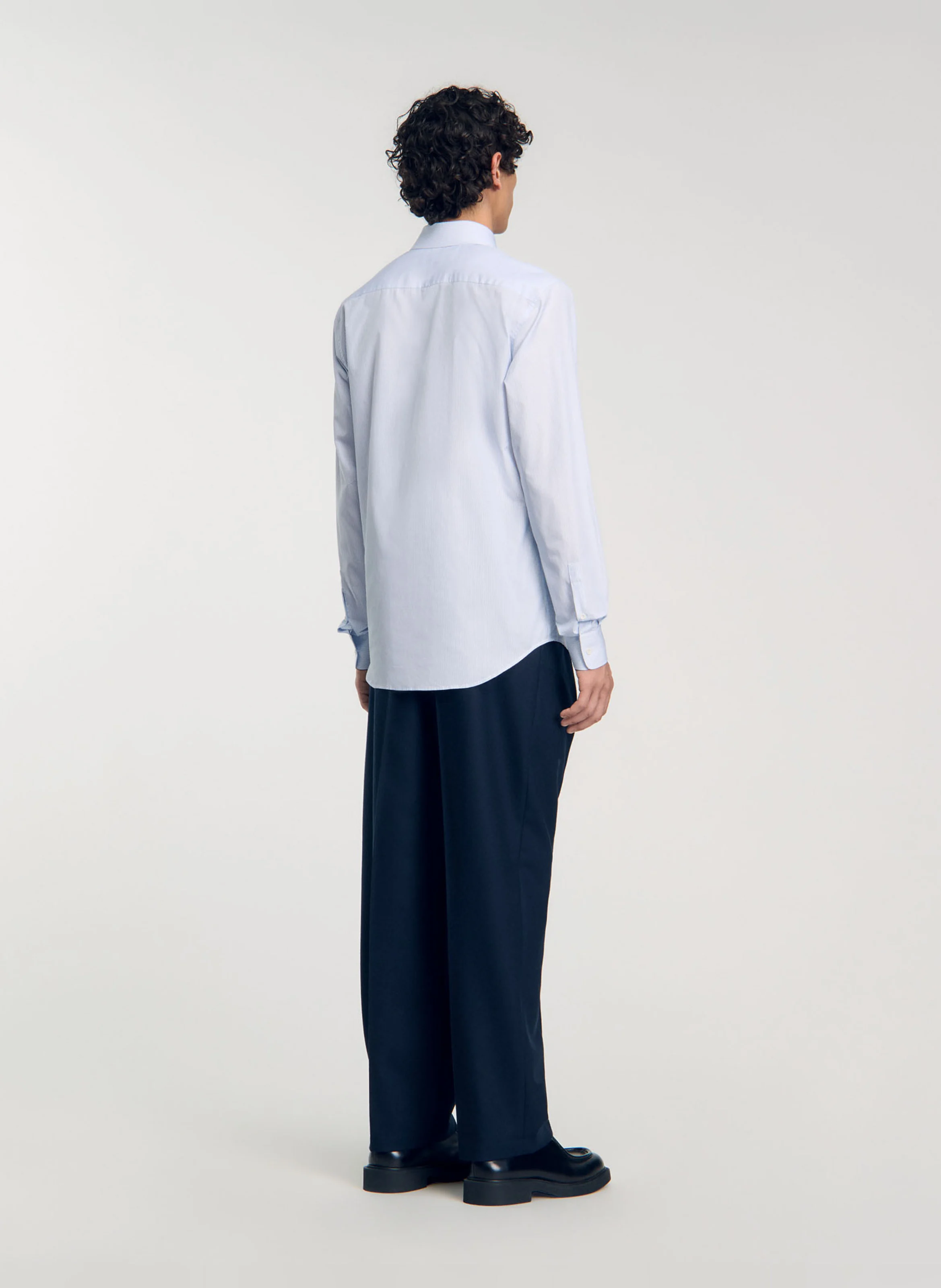 Chemise regular rayée en coton mélangé | Bleu