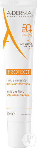 A-Derma Protect Fluide Invisible IP50+ Très Haute Protection Solaire Peau Fragile Mixte/Grasse 40ml