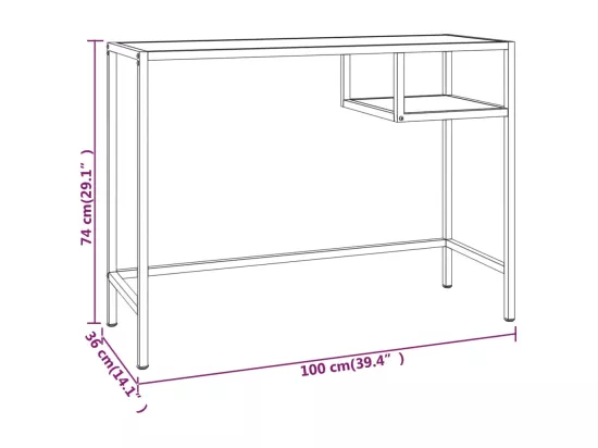 Bureau d'ordinateur Transparent 100x36x74 cm Verre trempé