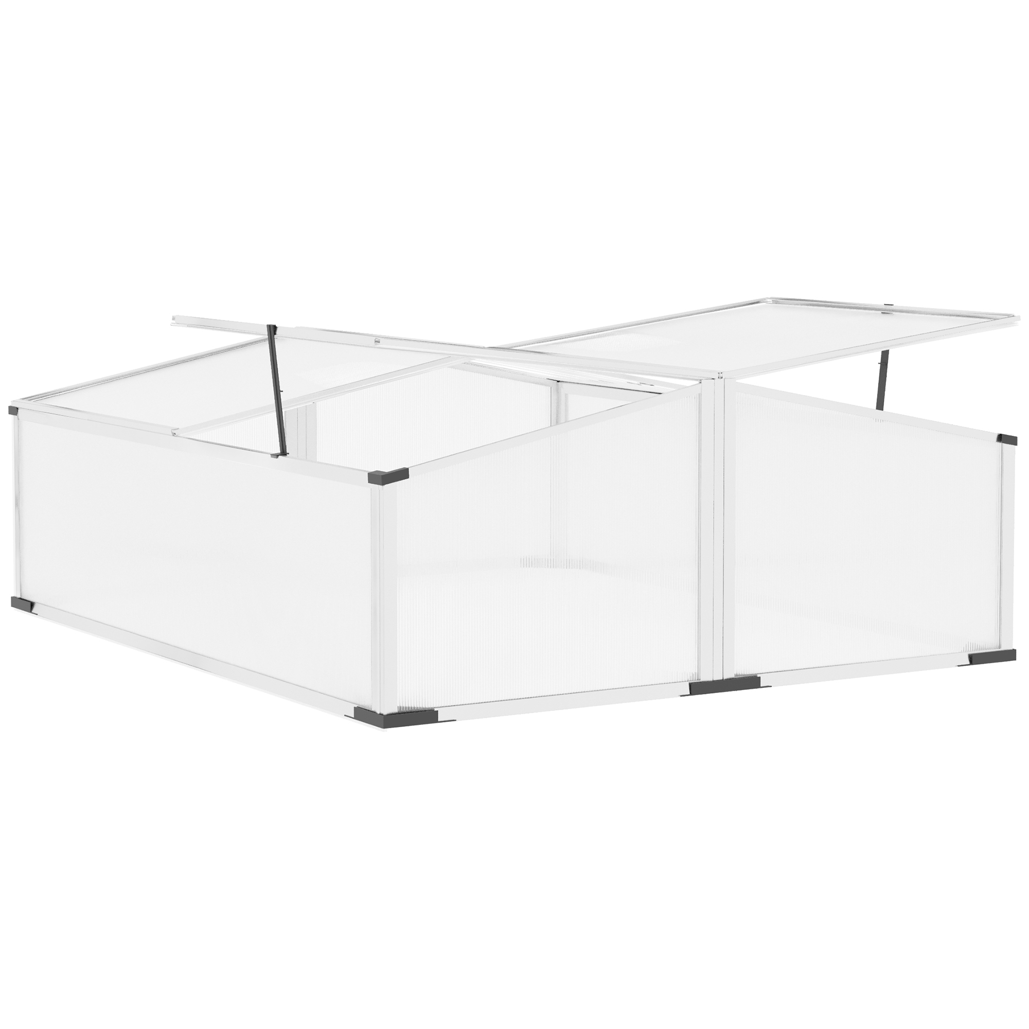 Estufa de jardim Outsunny transparente e prateada com 4 telhados articulados