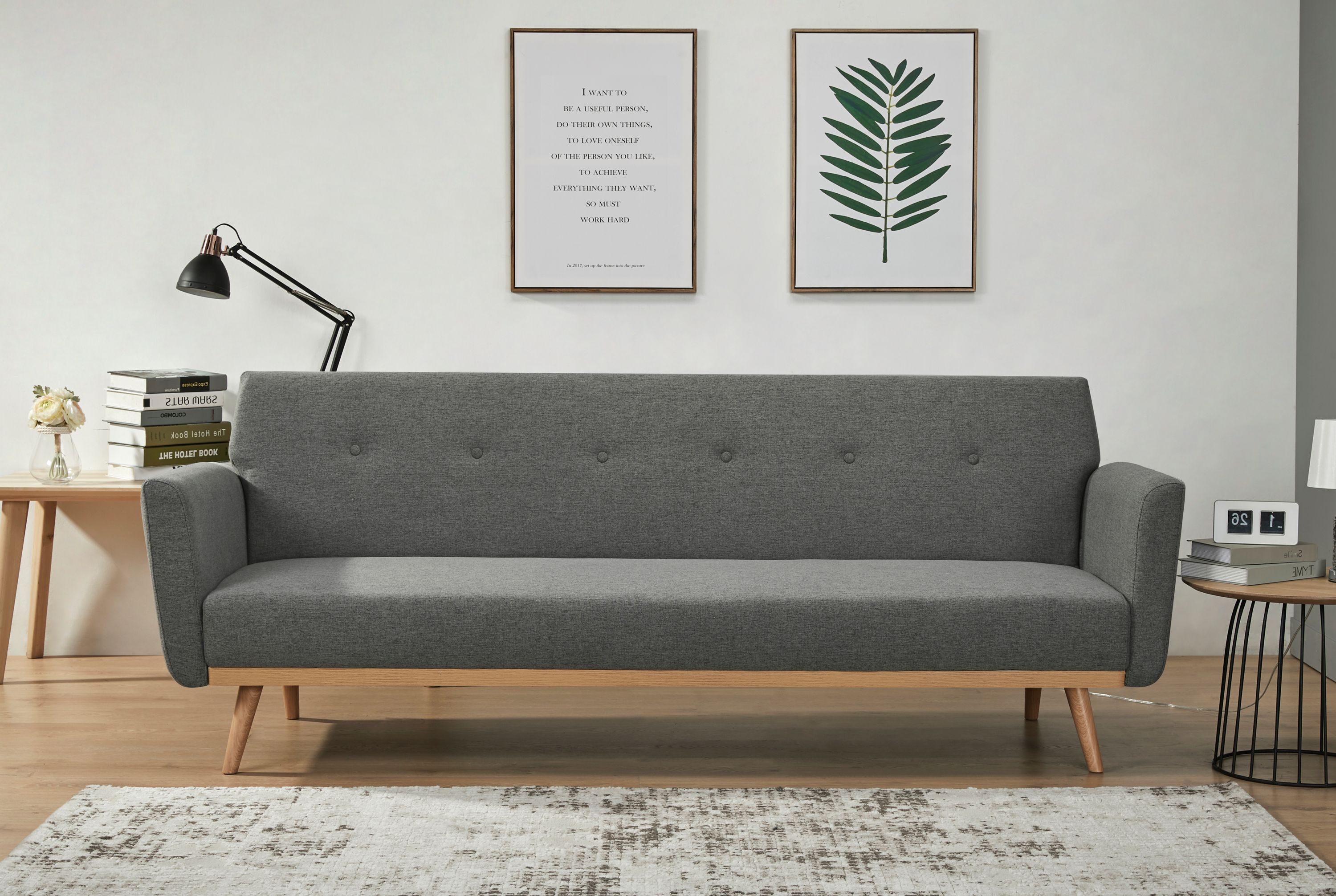 Schlafsofa grau Schlafcouch Sofa Couch Schlaffunktion Gästebett Gästesofa