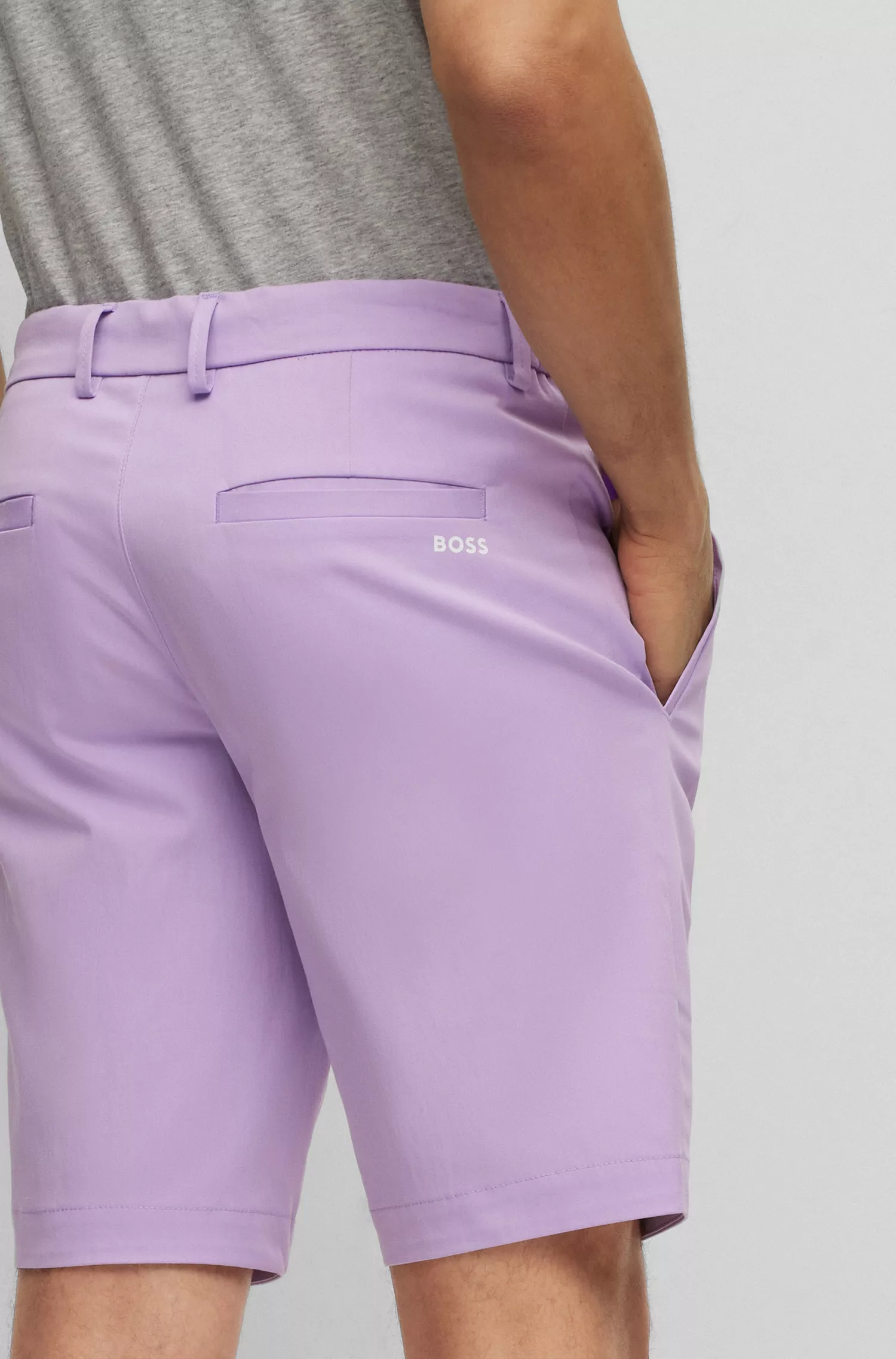 Calções BOSS Green-Slim-fit em mistura de algodão orgânico