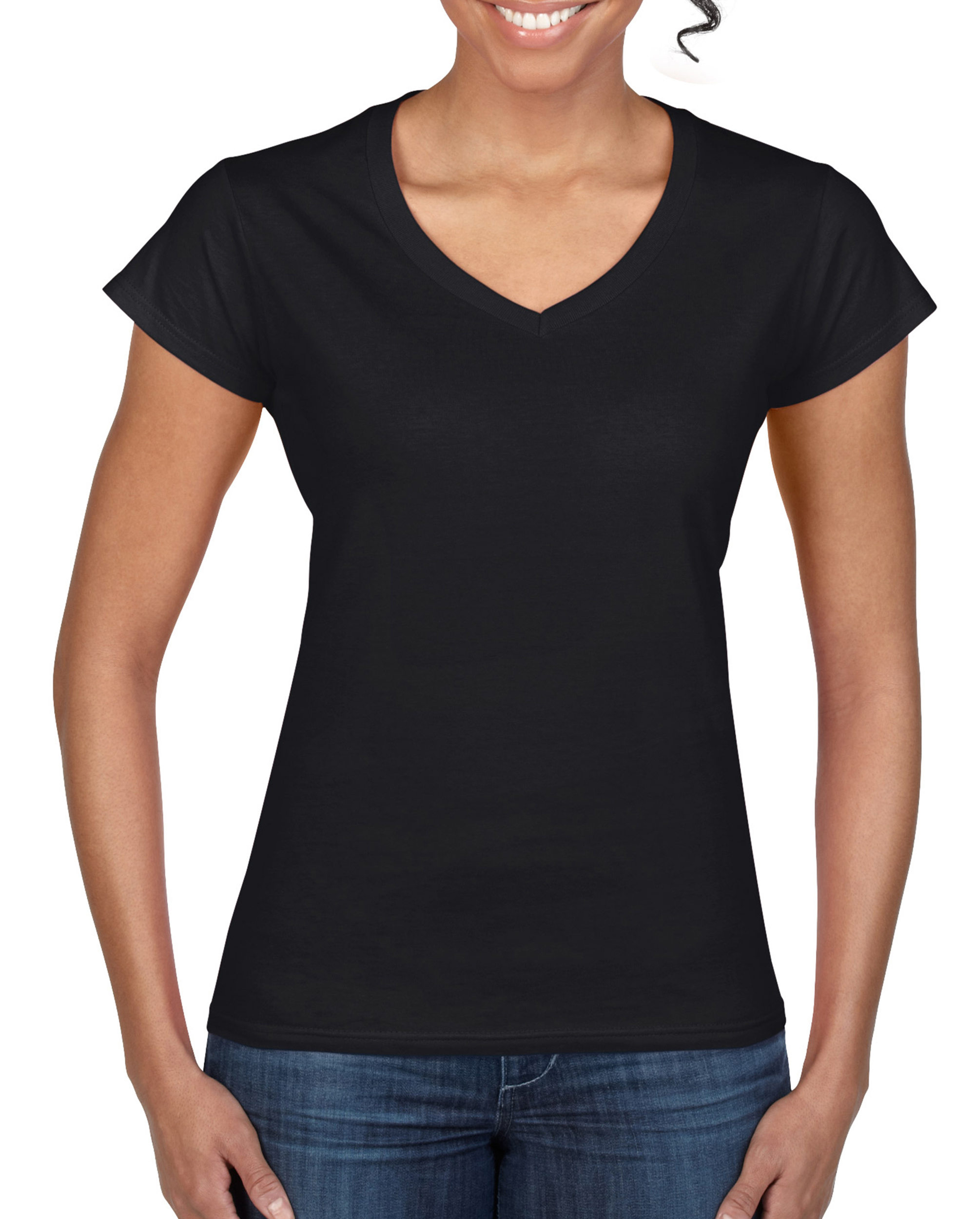 Gildan GD078 - T-shirt Femme Col V Style Doux et Élégant