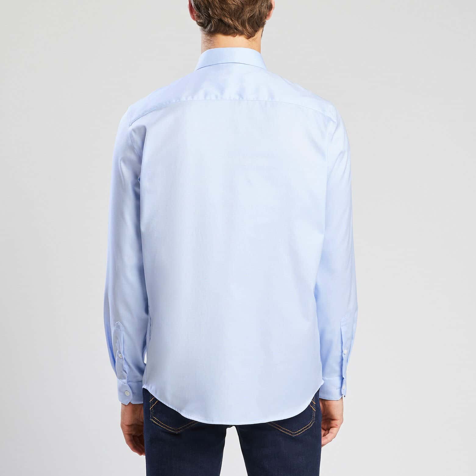 Chemise regular sans repassage unie coton Bleu Ciel