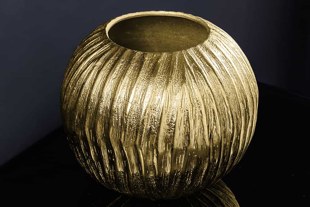 Moderne Vase ELEGANCE 25cm gold antik Hammerschlag Design