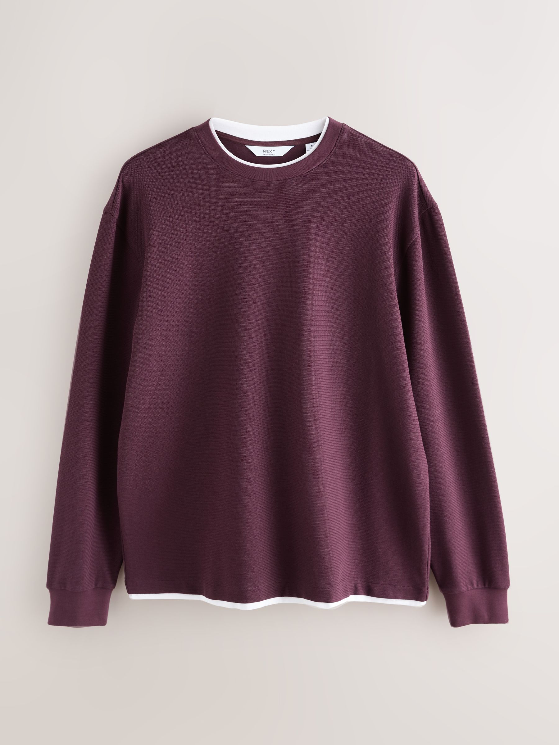 Bordeauxrood - T-shirt met lange mouwen en ronde hals