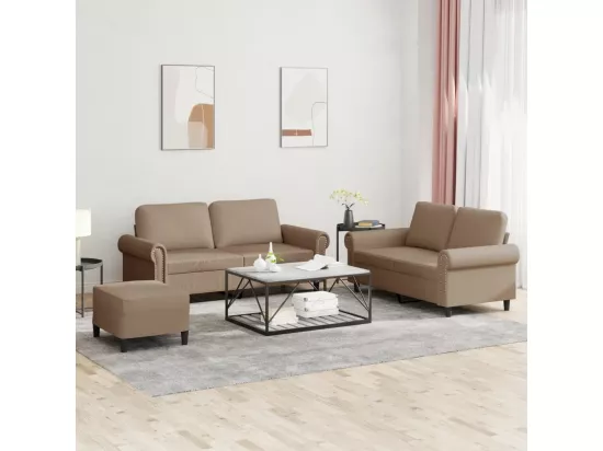 Ensemble de canapés 3 pcs avec coussins Cappuccino Similicuir
