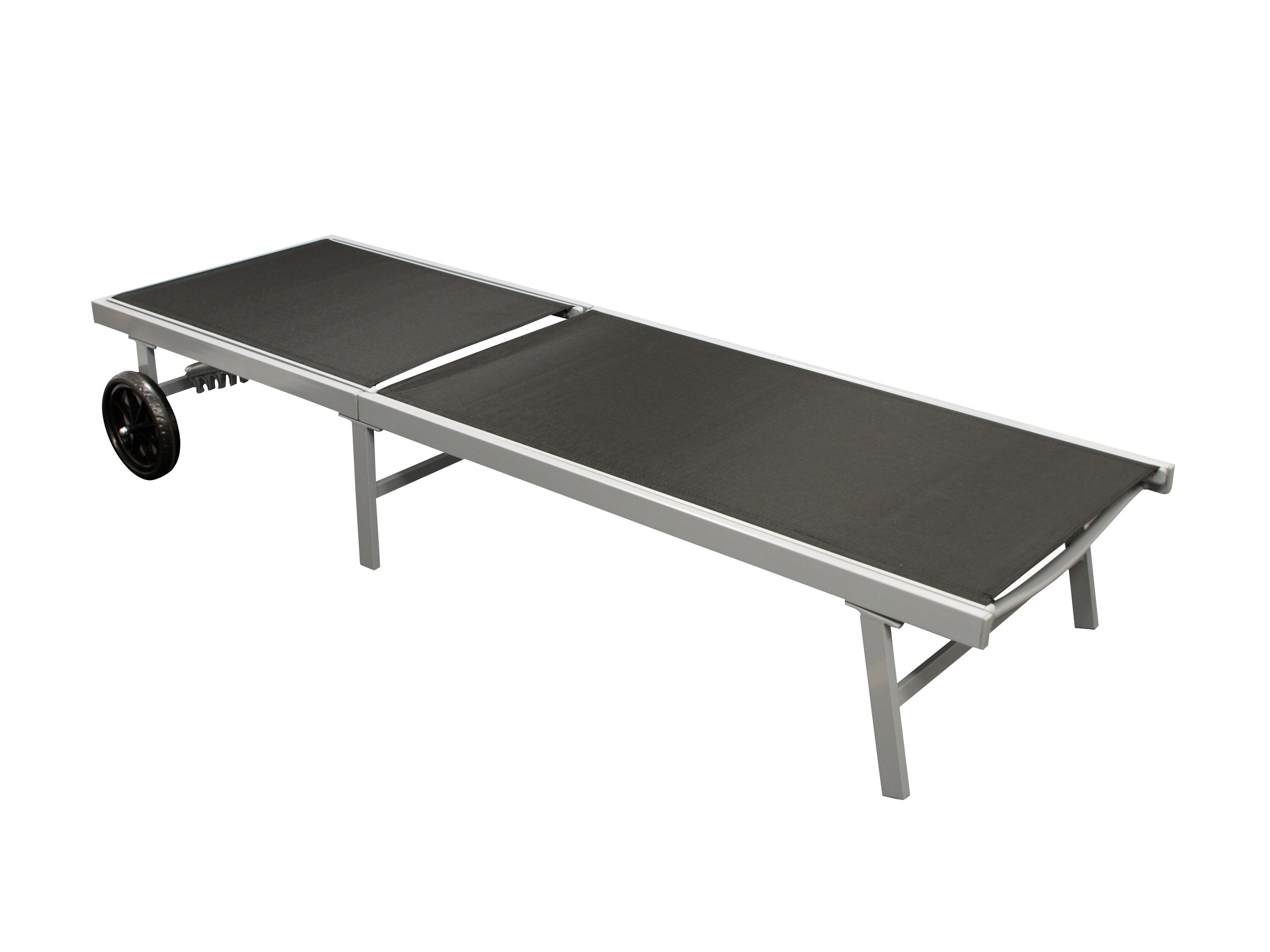 DEGAMO Rollenliege OSTIA, Aluminium silber + Textilgewebe schwarz, 200cm