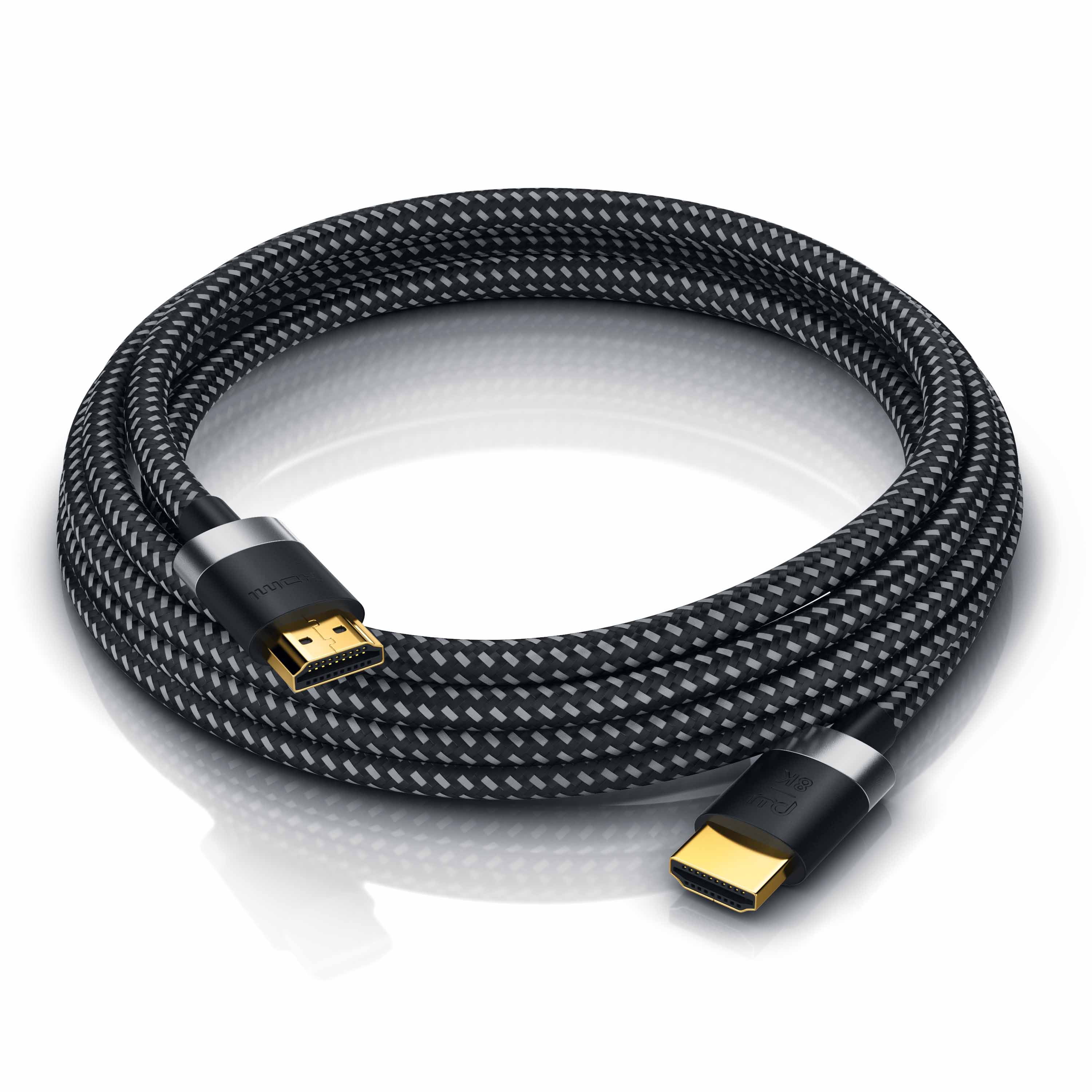 Primewire - 0,25m High Speed 8K HDMI Kabel 2.1 Ethernet ARC 3D 4K Ultra HD 7680x4320 @ 120 Hz PS4 360 TV OLED PC Laptop Beamer Monitor, Schwarz/Silber