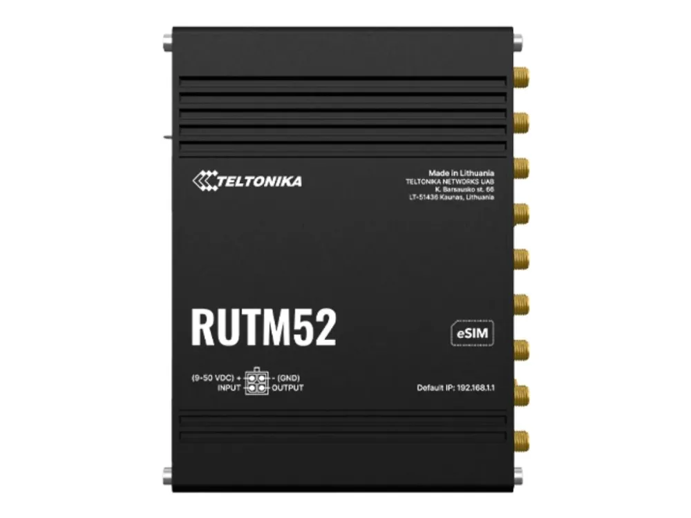 Teltonika RUTM52, Wi-Fi 5 (802.11ac), Dual-band (2,4 GHz / 5 GHz), Ethernet LAN, 5G, Sort, Industriel router