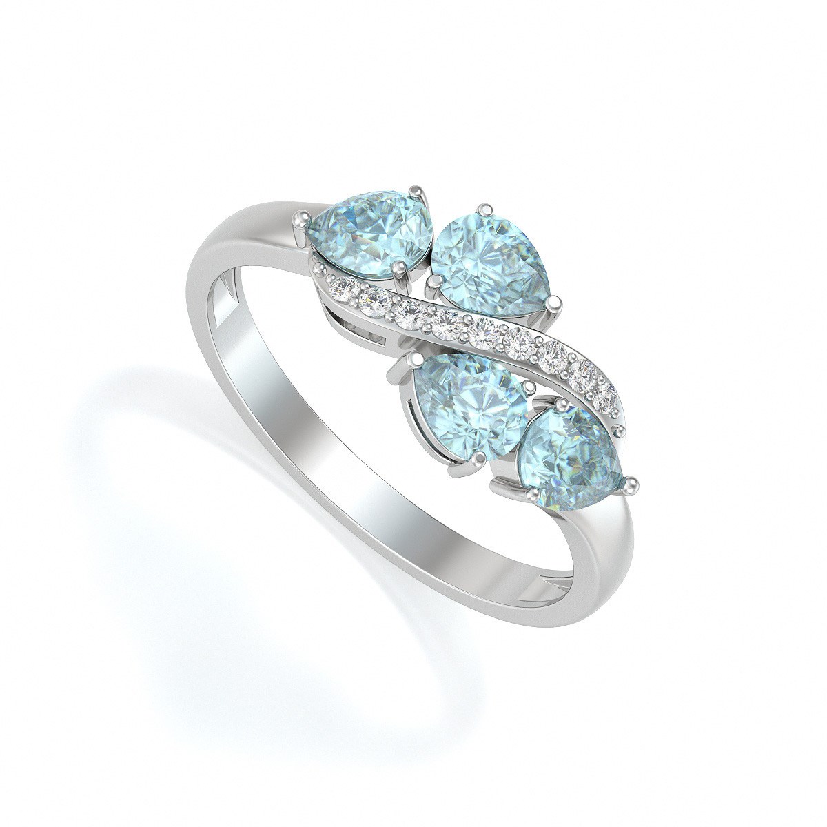 Bague ADEN ADEN Aigue-Marine et diamants sur Argent 925 2.414grs