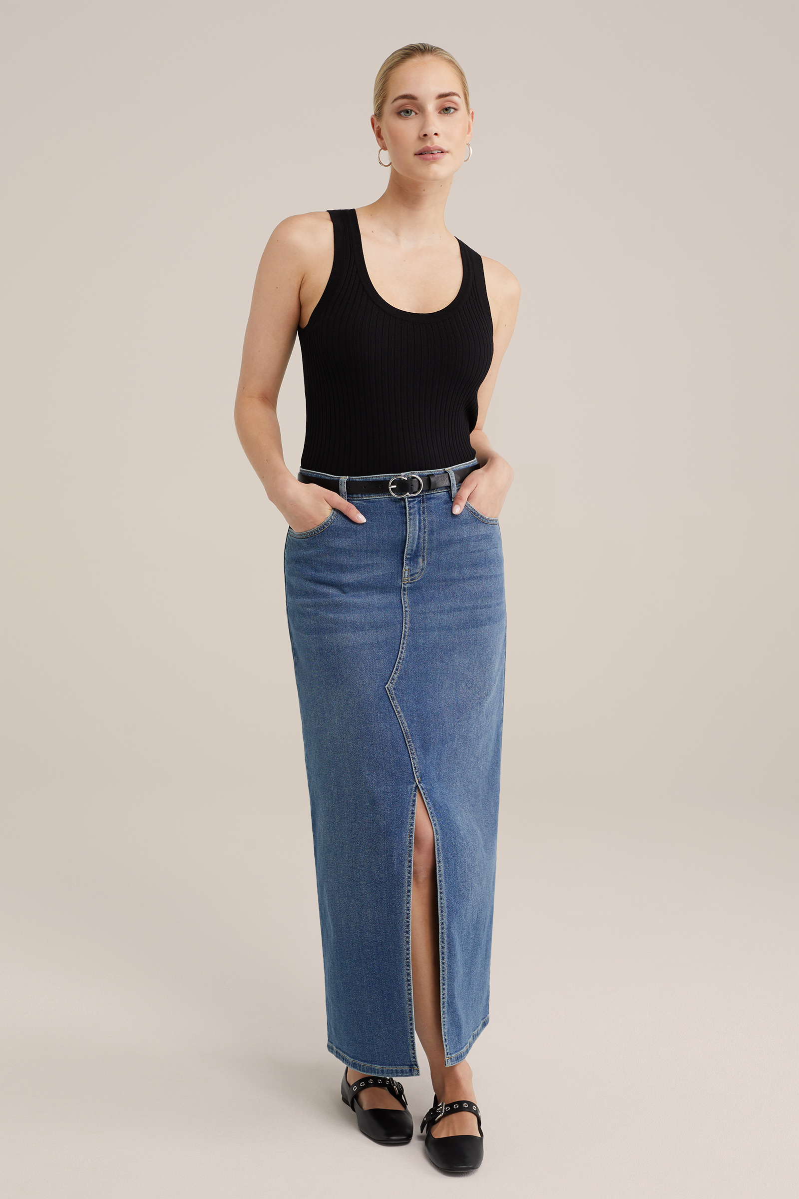 top van ribstof WE Fashion Zwart
