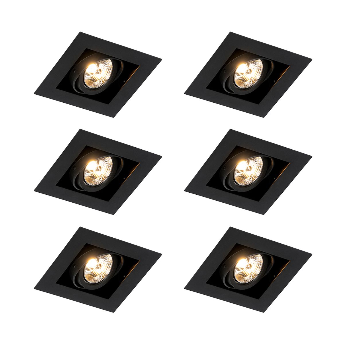 Set van 6 Moderne inbouwspot zwart verstelbaar - Oneon 70