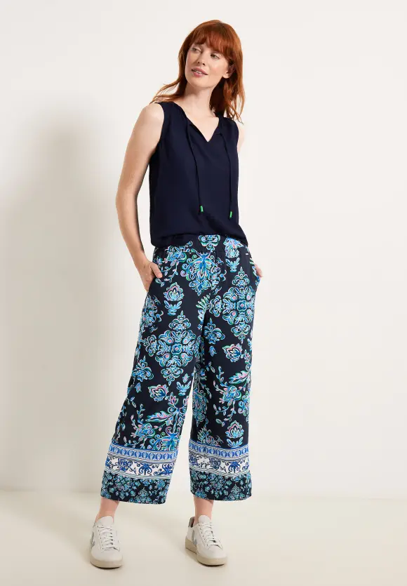 Casual Fit Hose mit Print - deep blue