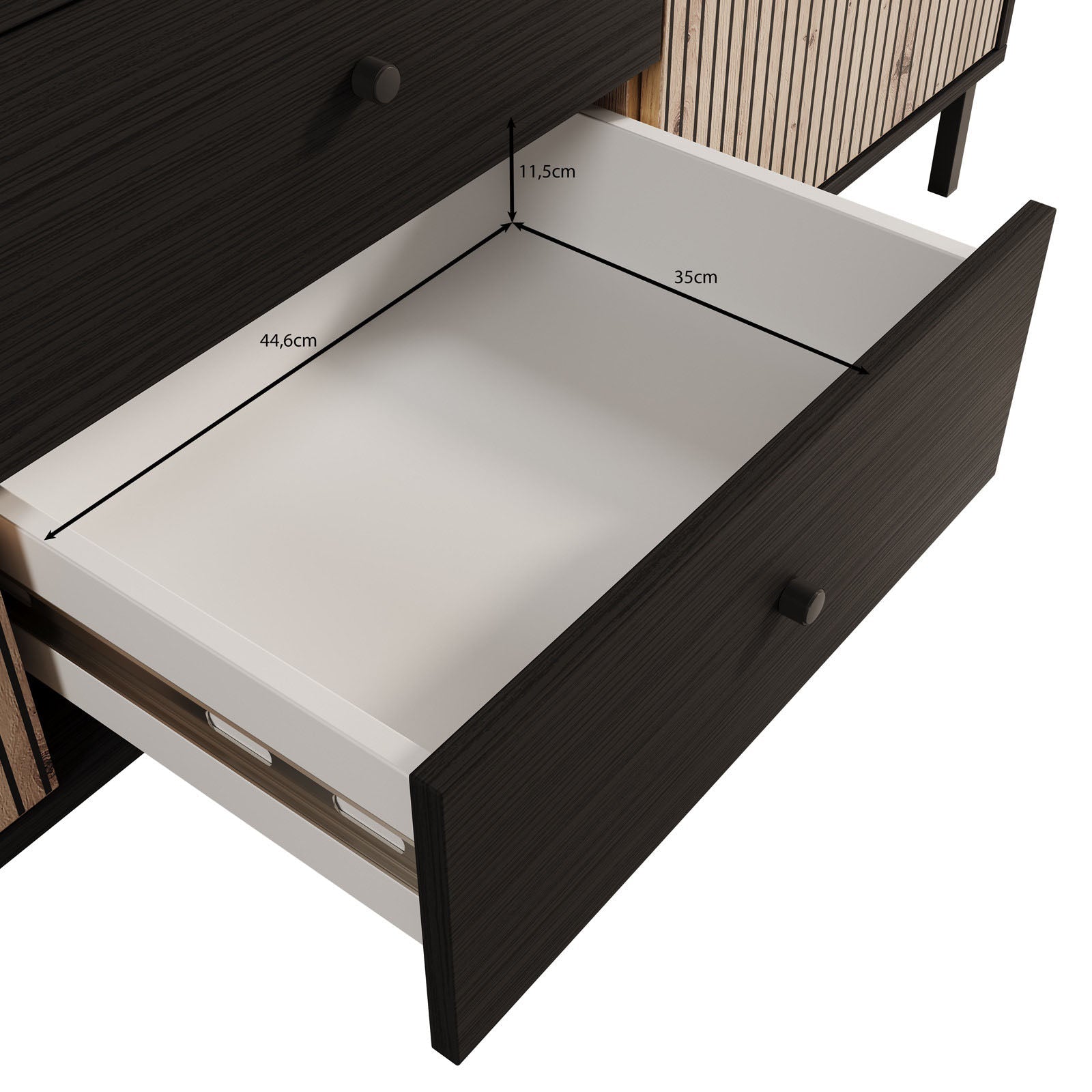 Meubella - TV-Meubel Charles - Zwart eiken - 157 cm