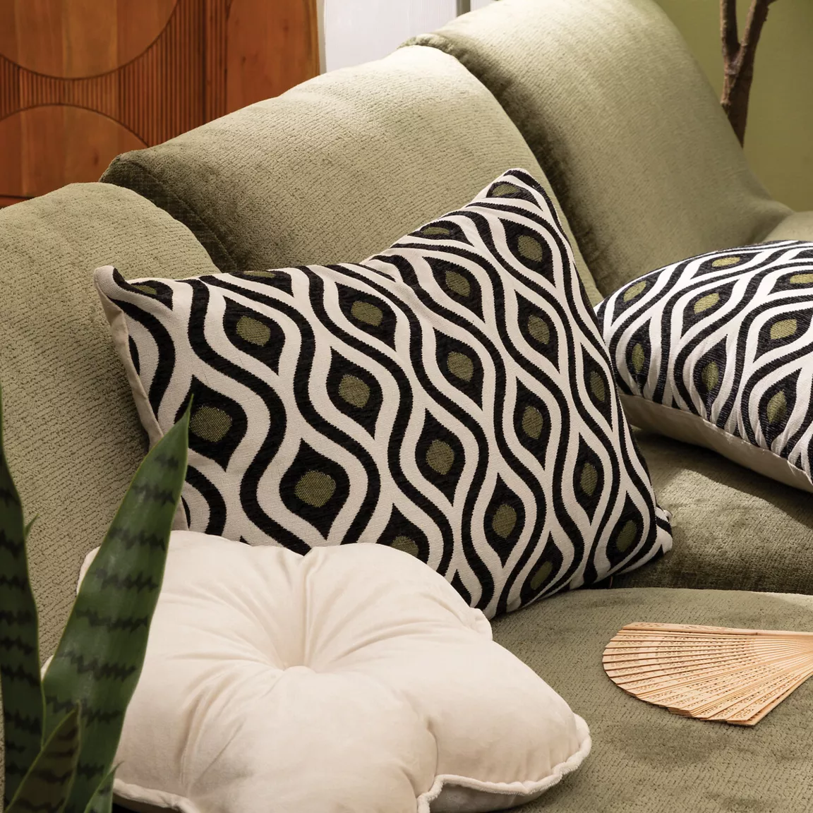 Coussin rectangulaire polycoton (35 x 58 cm) Twist Noir