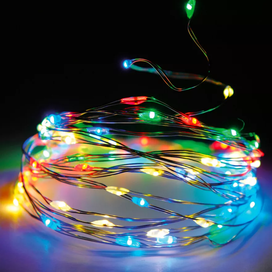 Guirlande lumineuse 12 m 120 Micro LED Fil d'argent Multicolore