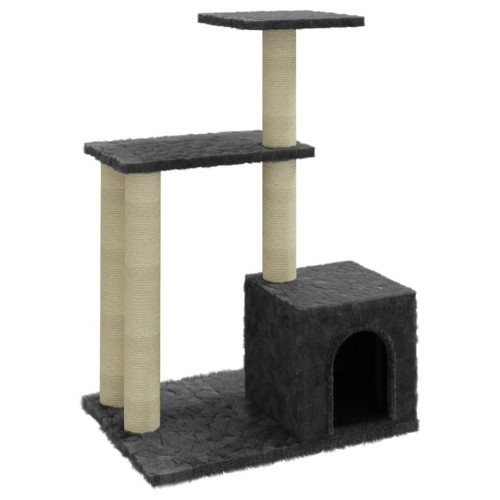 Arranhador para gatos Vidaxl com casinha, cinza escuro