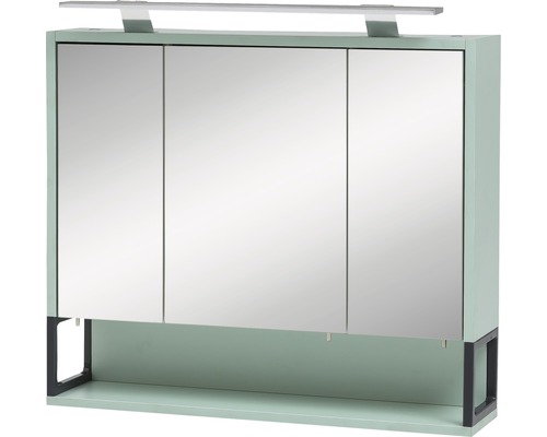 Spiegelkast Limone van Möbelpartner, 70 x 16 x 68 cm, mintgroen, 3-deurs, LED