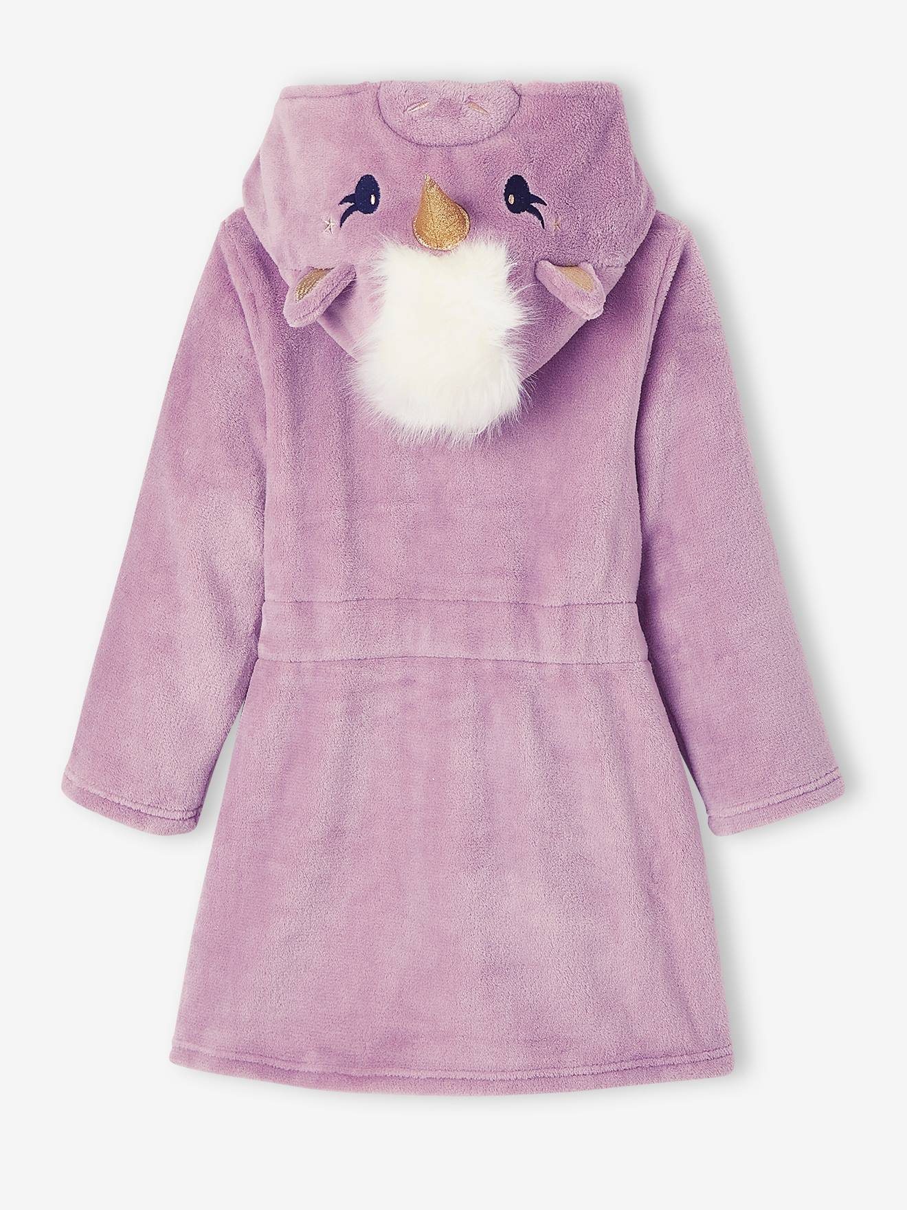 Robe de malha com renda de unicórnio, lilás claro liso com motivos, para meninas