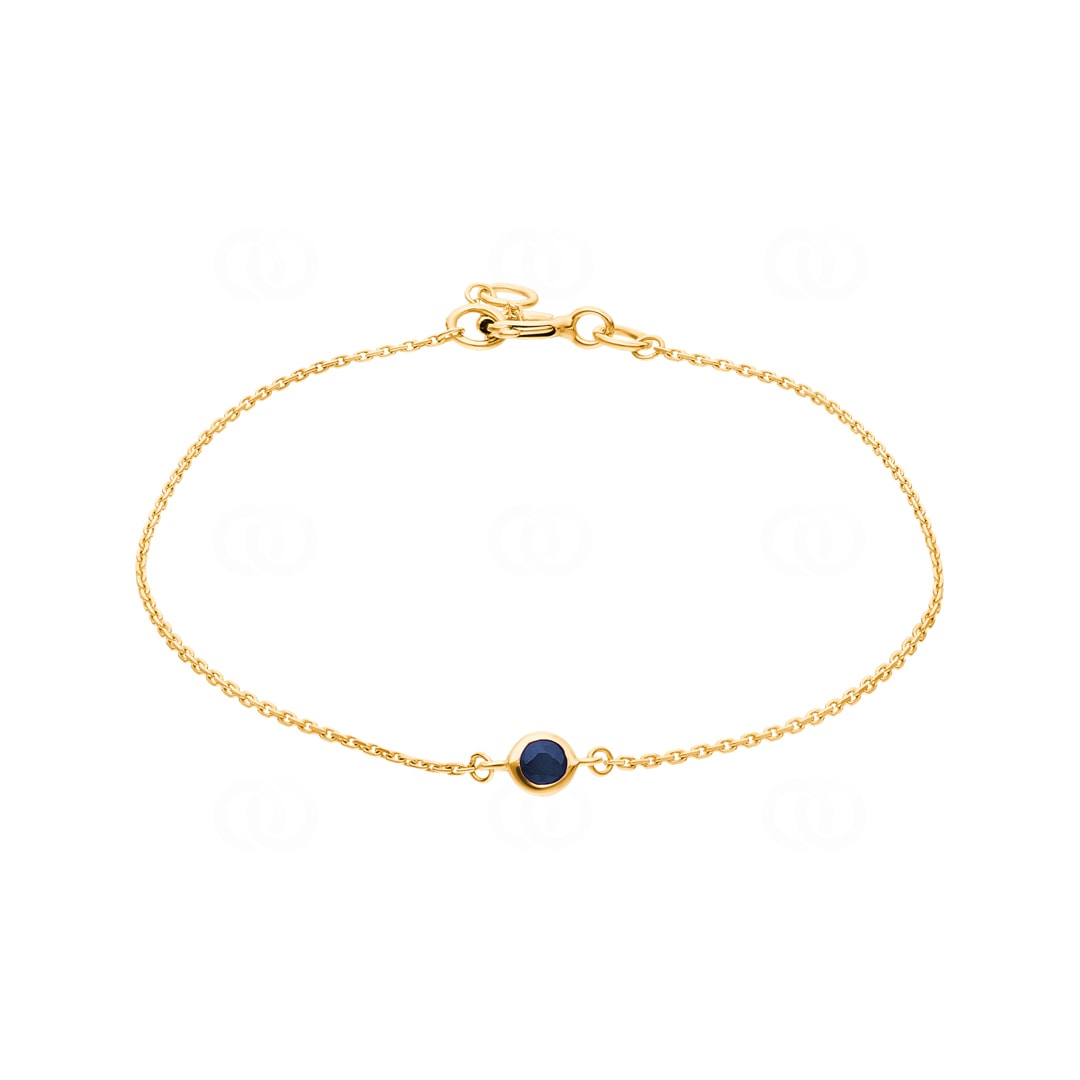 Armband 750/18 K Gelbgold mit Saphir in Zargenfassung