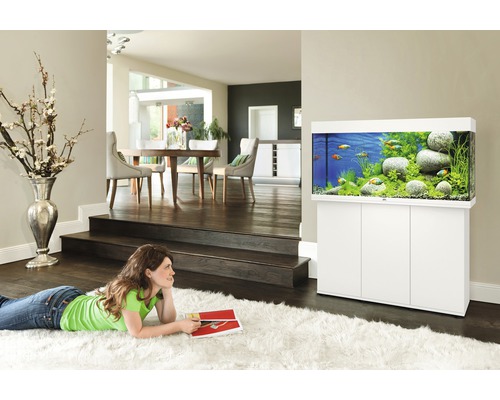 JUWEL Rio 240 aquarium met LED-verlichting, pomp, filter, verwarming (zonder kast), wit