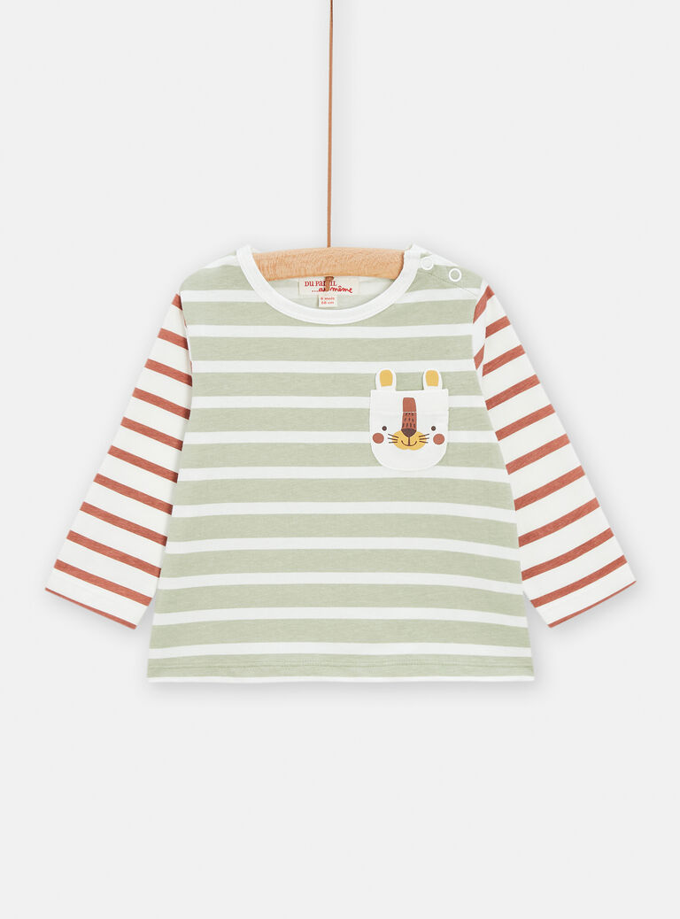 T-shirt rayé à manches longues et contrastées pour bébé garçon
