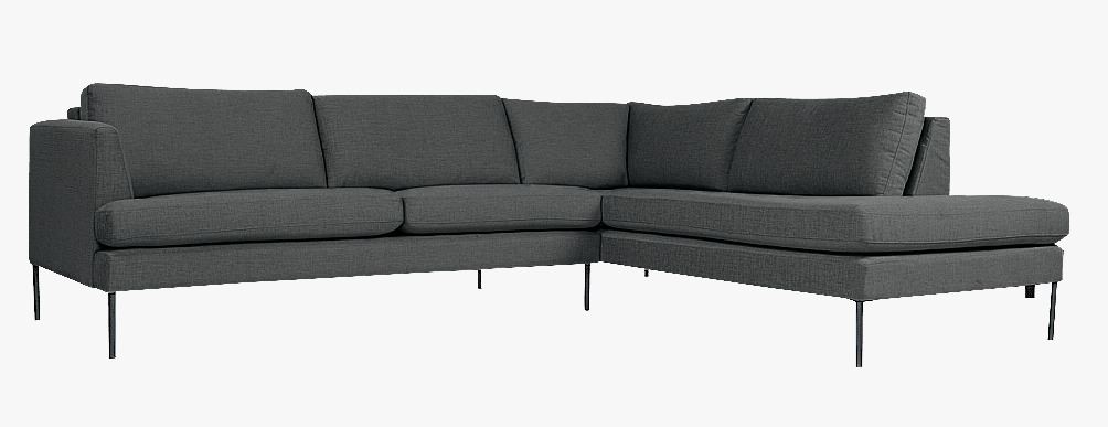Sofa åpen ende høyre grå - 269x220x80 cm