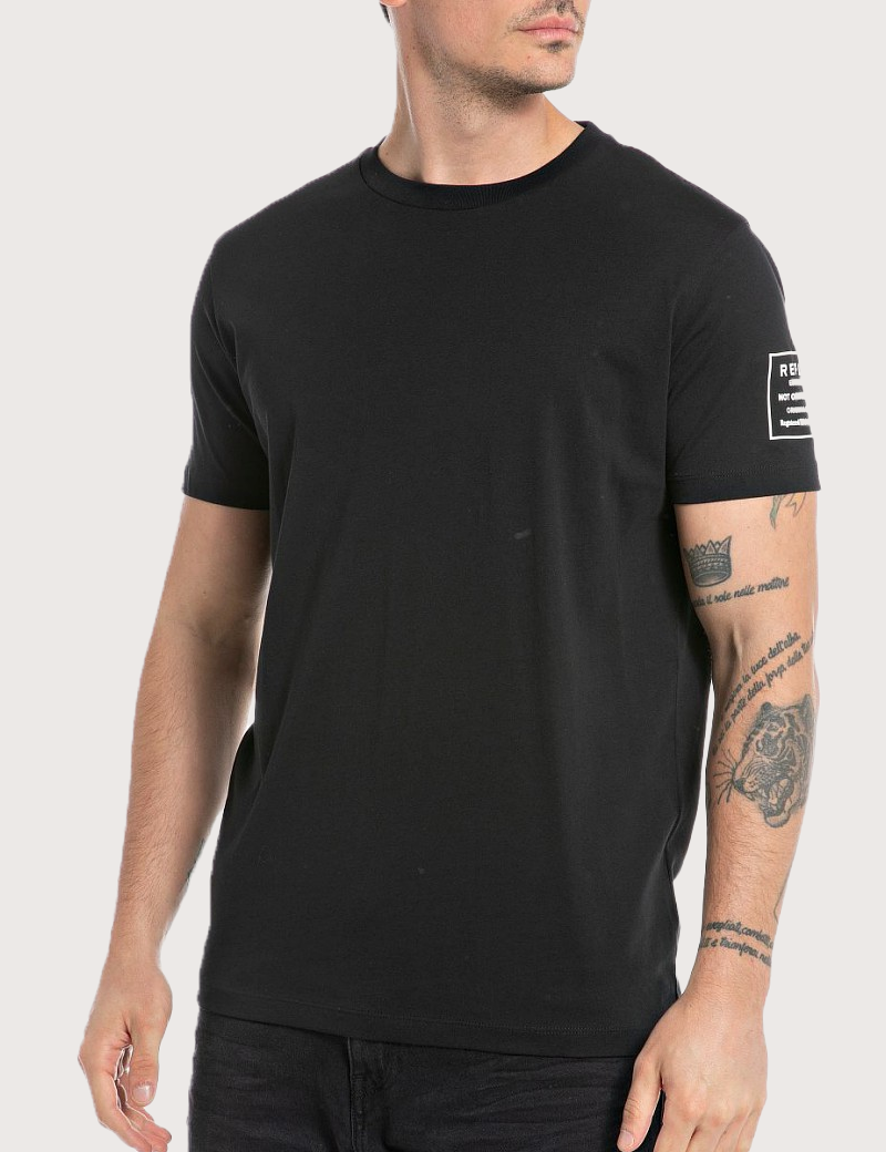 REPLAY T-SHIRT HOMME JERSEY REGULAR SLIM NOIR