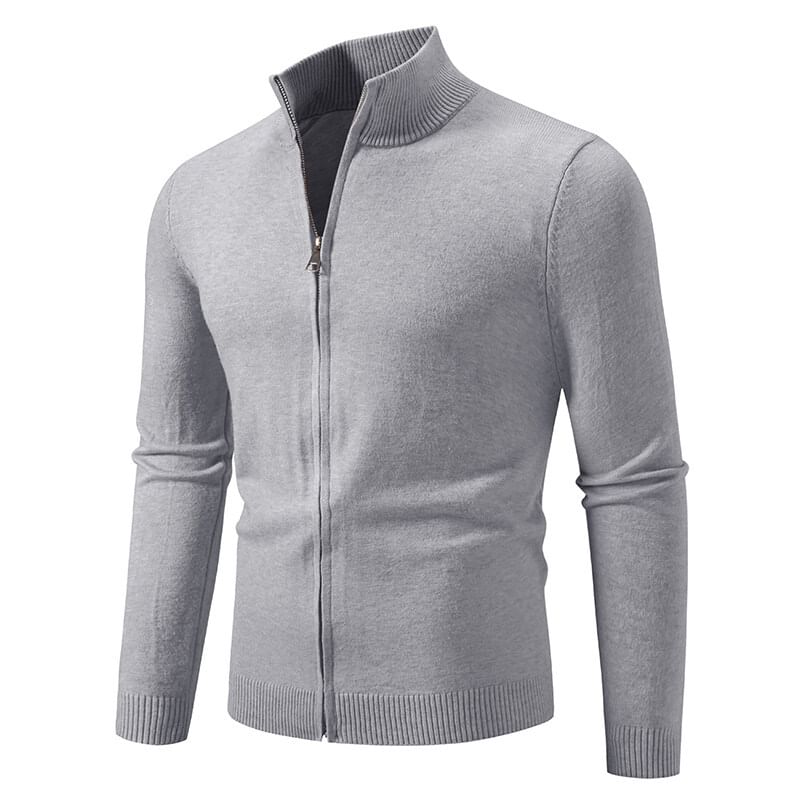 FORSETI - Effen cardigan met opstaande kraag en rits