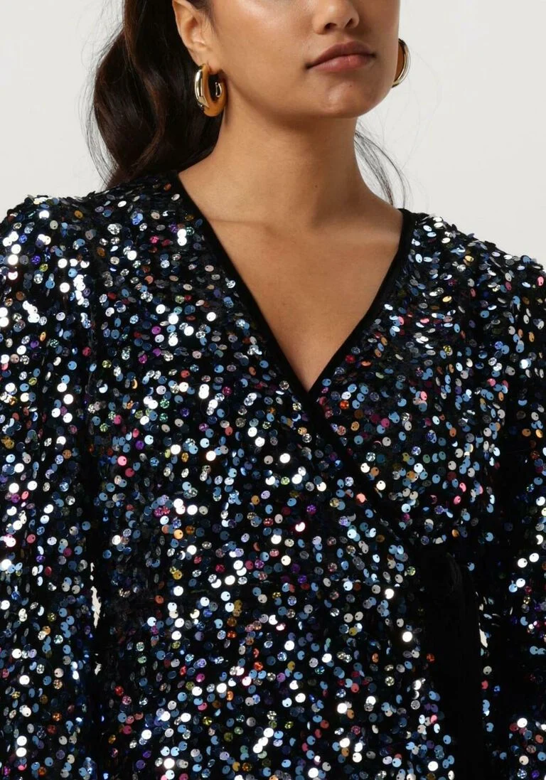 Y.A.S. zwarte y.a.s. blouse yaskillo sequin ls wrap top