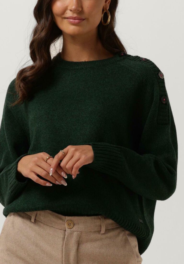 SCOTCH & SODA groene scotch & soda trui relaxed fit pullover with button detail