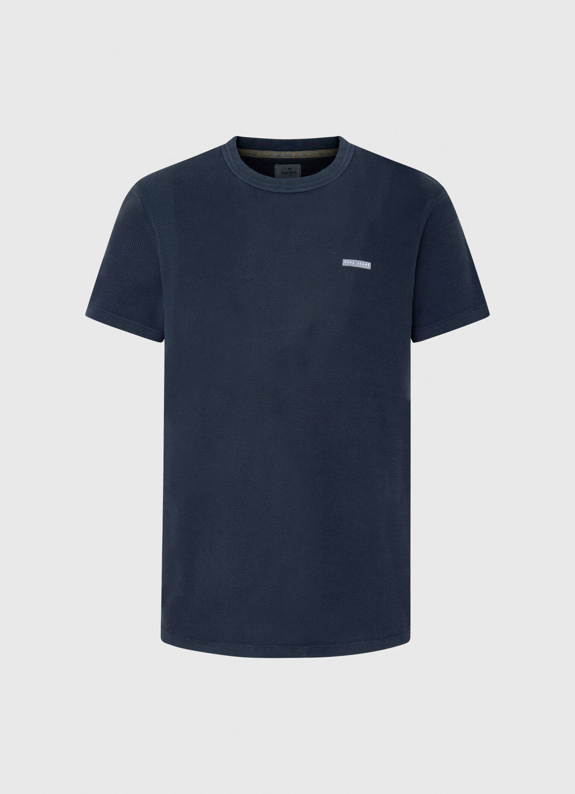 Camiseta de algodão com textura waffle - azul dulwich