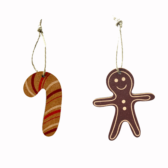Suspension en bois DIY thème Noël gourmand 2 H.6,2 cm - x12