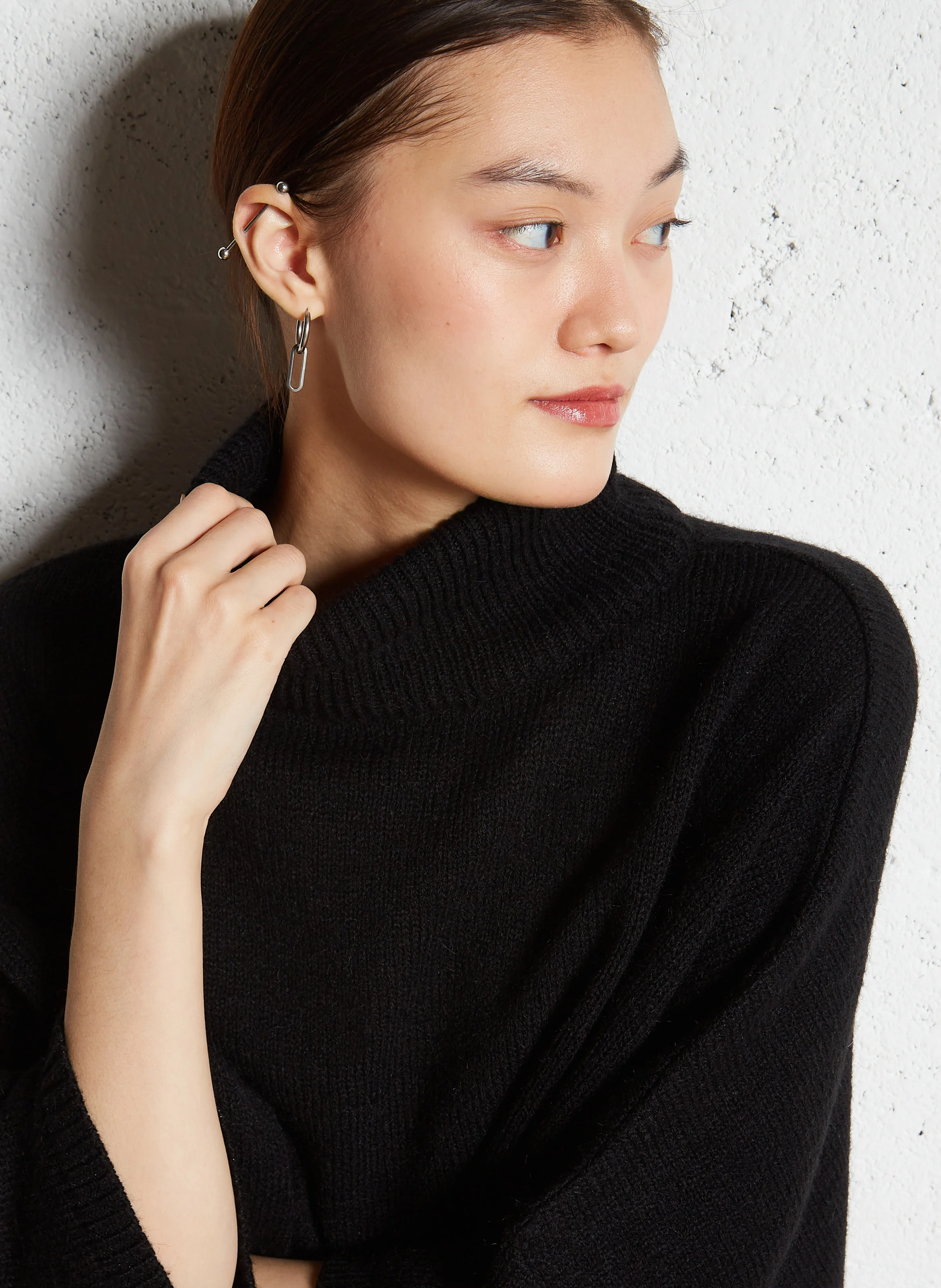 Pull ample col roulé | Noir