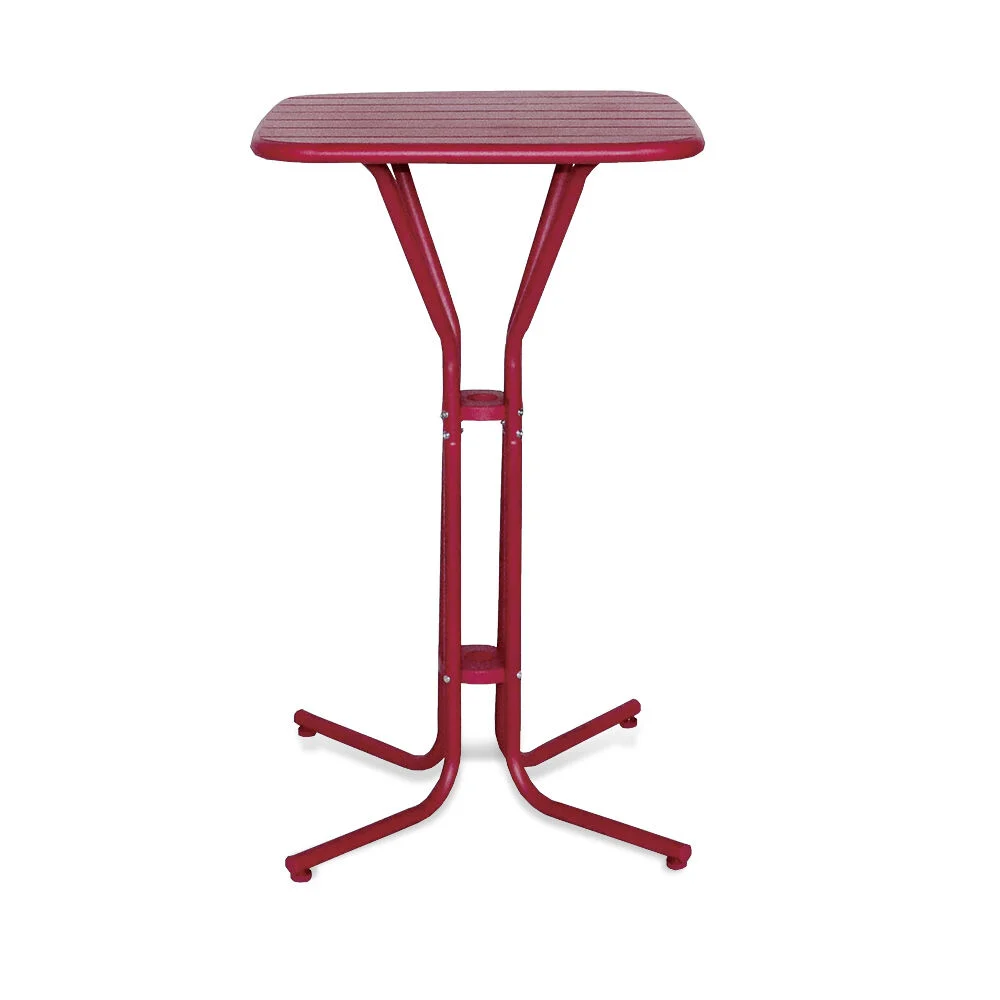 Table de jardin haute Fun métal rouge 60x60xH100cm