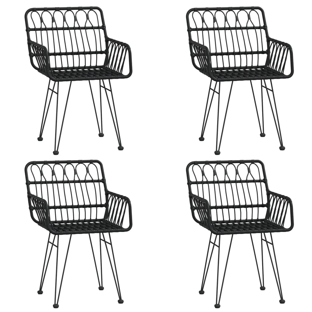Mobilier à dîner de jardin 5 pièces noir résine tressée
