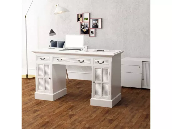 Bureau à double piédestal Blanc 140 x 48 x 80 cm