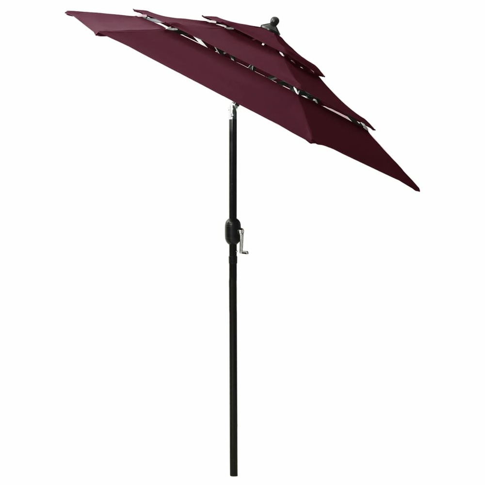 Parasol à 3 niveaux avec mât en aluminium 2 m bordeaux