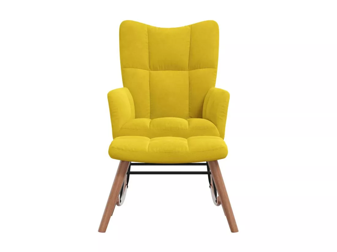 Chaise à bascule avec repose-pied Jaune moutarde Velours