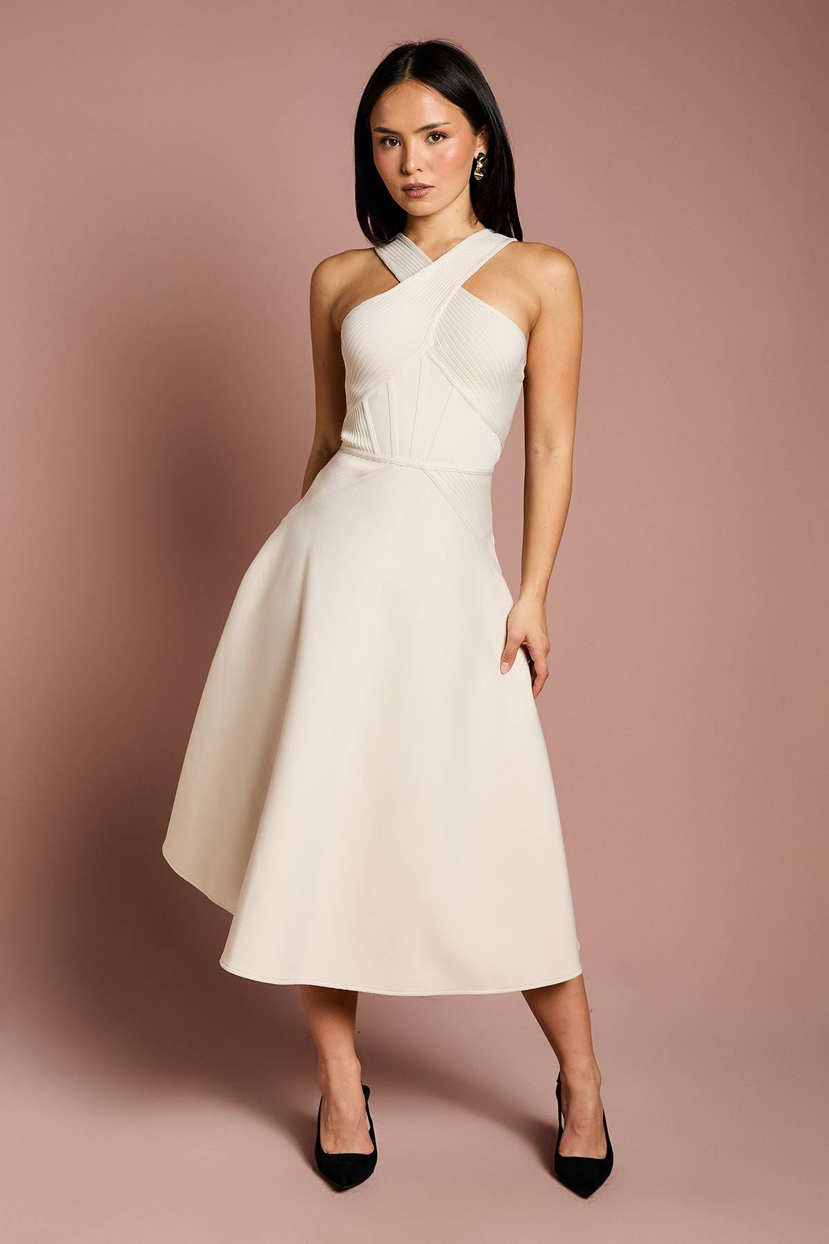 Coast Robe Midi Moulante à Col Croisé Petite Taille