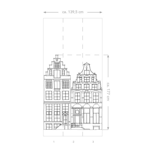 Estahome Amsterdamse Grachtenhuisjes Behang Zwart / Wit