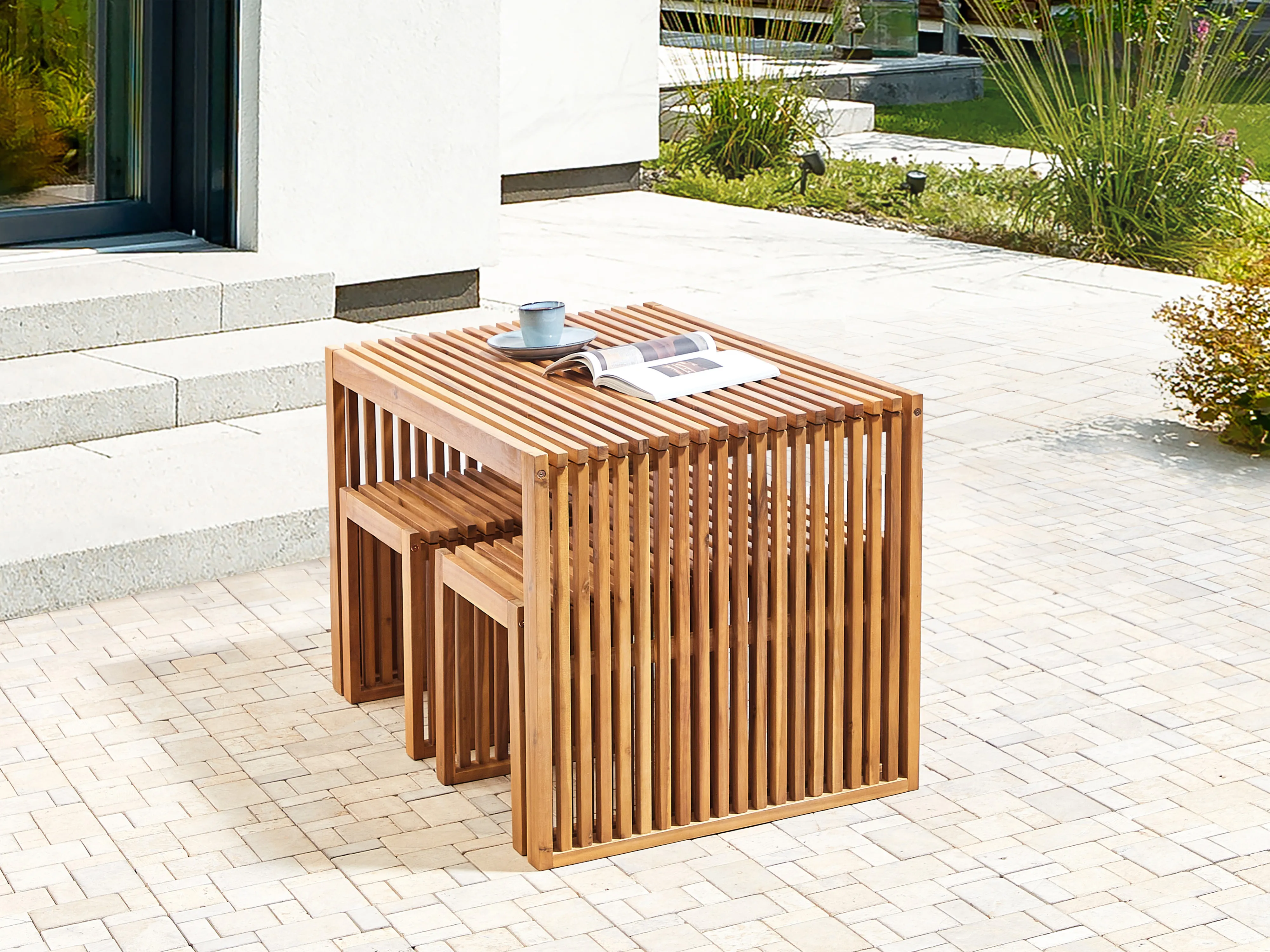 Tuin eettafel BELLANO 70 cm 120 cm Acaciahout Bruin
