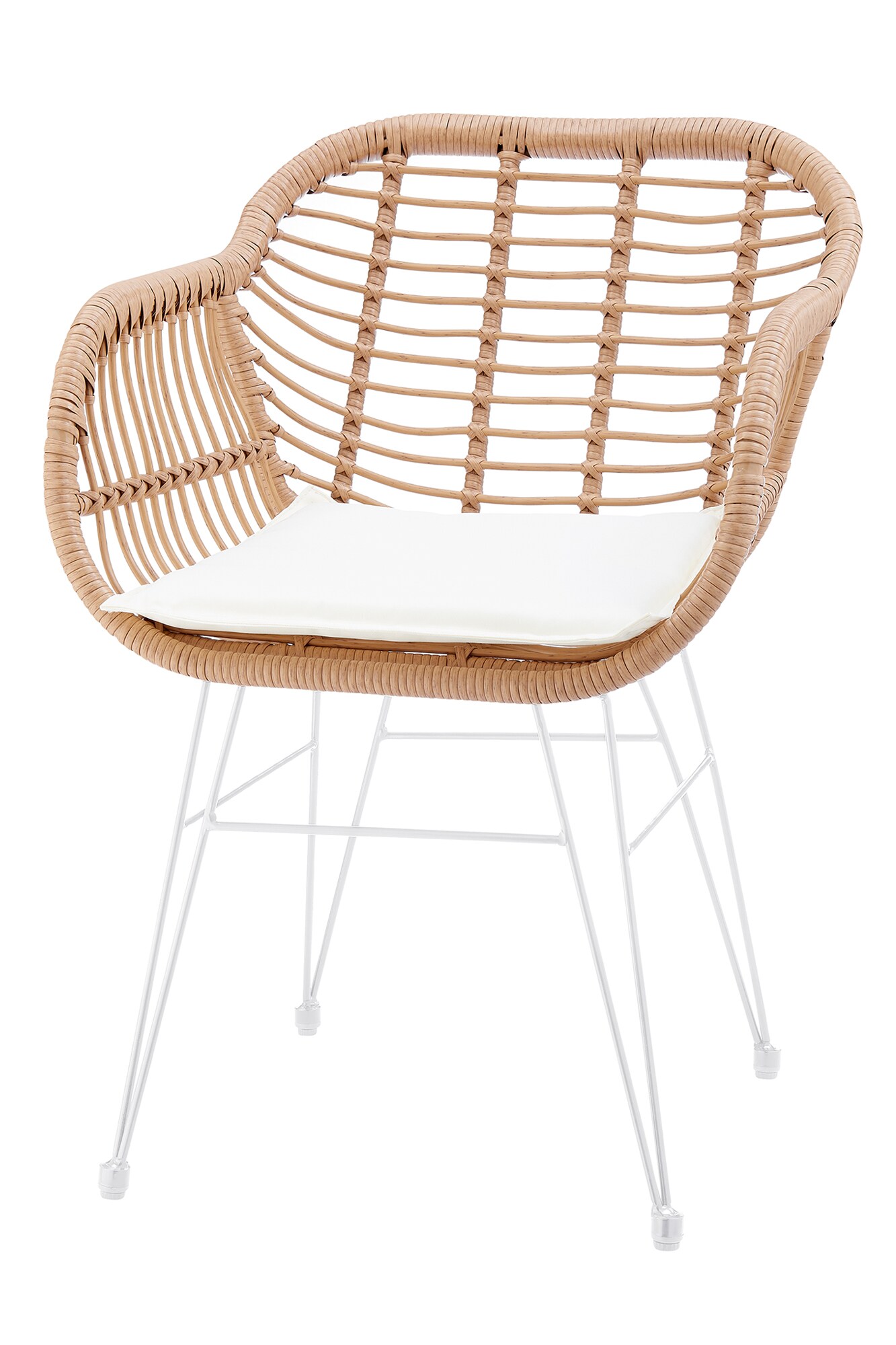 Armlehnstuhl Rattanoptik 2er Set natur Esszimmerstuhl Wohnzimmer Stuhl Stühle