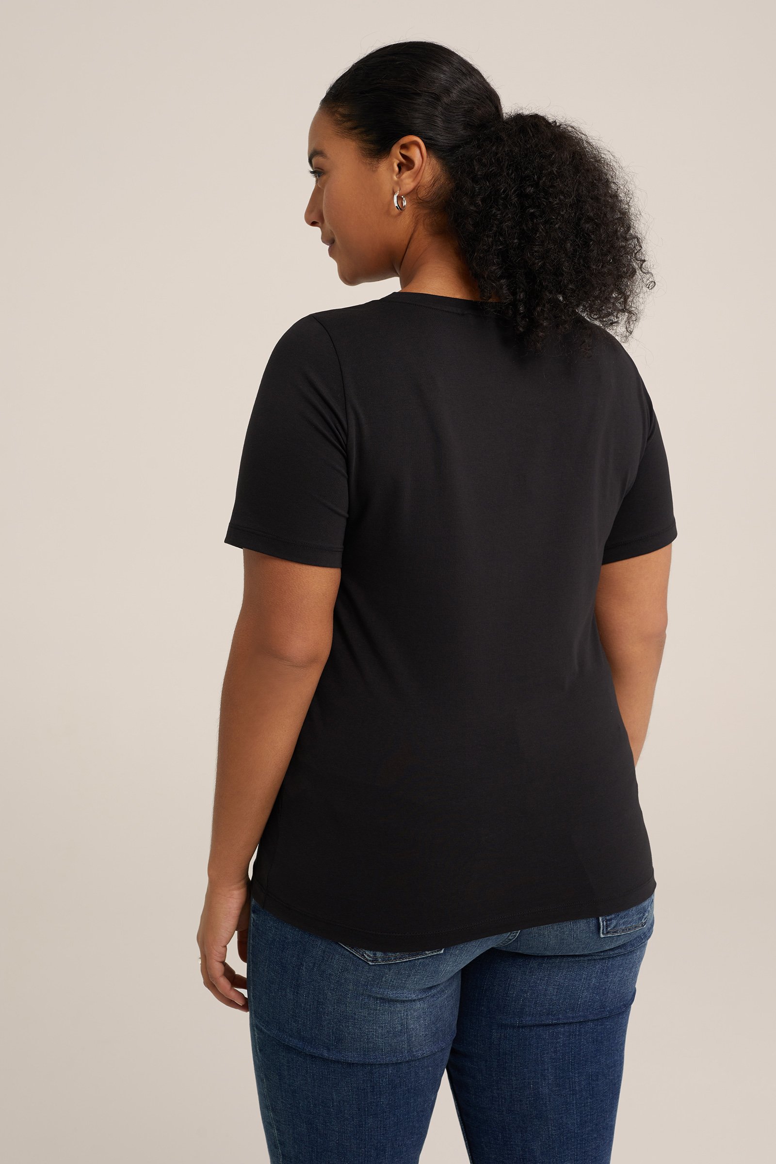 T-shirt - Curve WE Fashion Zwart